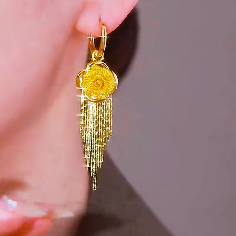 14 k Gold Rose Earrings