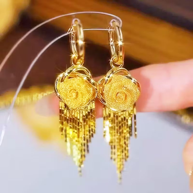 14 k Gold Rose Earrings