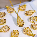 14K Gold-Plated Zircon Mesh Drop Necklaces