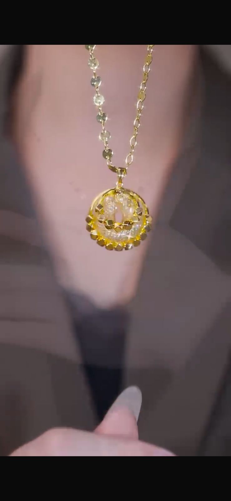 Mesh Zircon necklace(18k gold)
