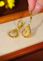 Mesh crystal zircon earrings(24k gold plated)