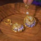 Shiny Zircon Earrings For Women 18K Gold Plated